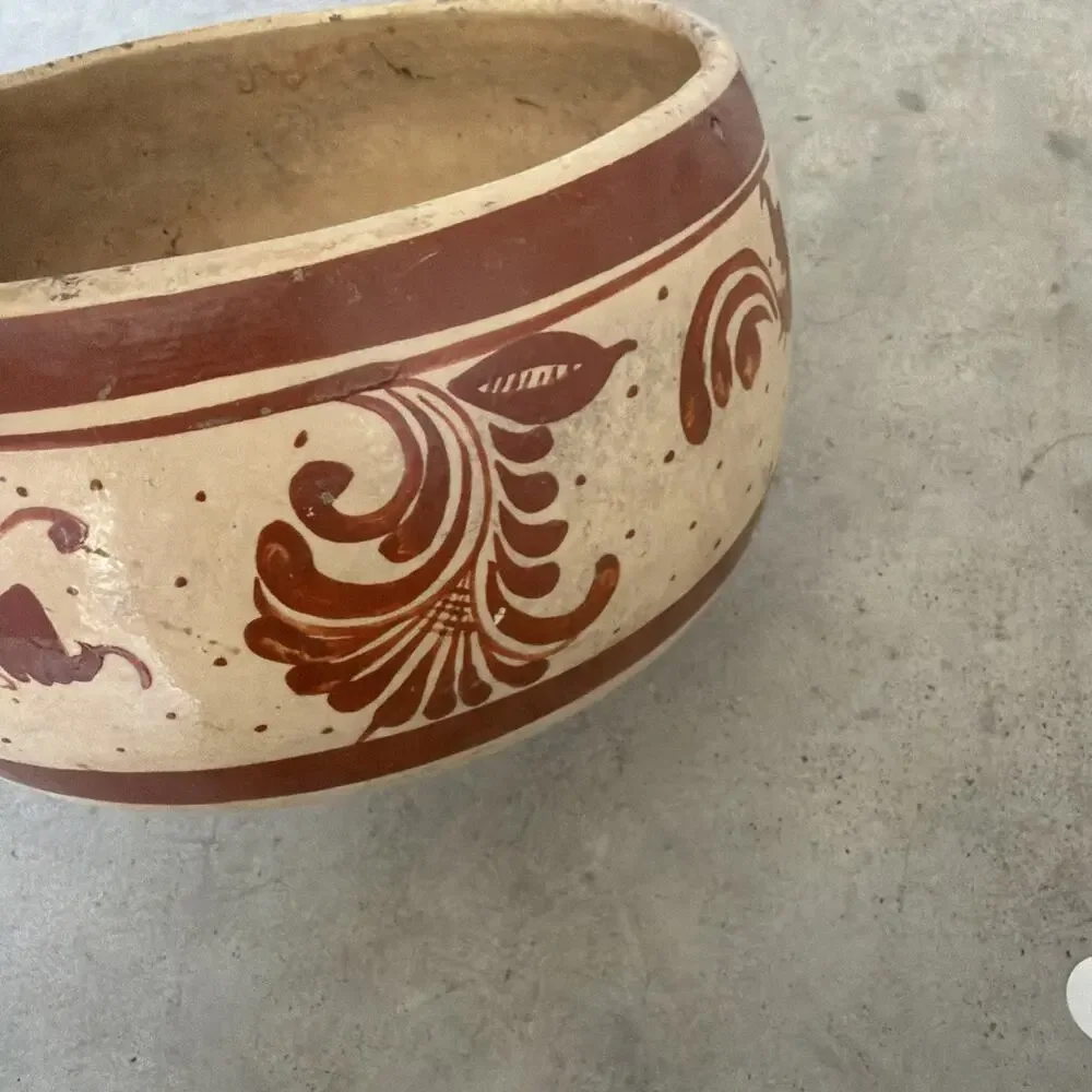 Vintage Mexican Cookware/Decor Ceramic Pottery‎ w/ Handle Great For Plants